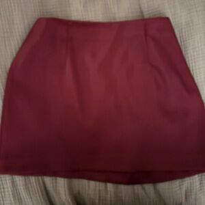 NWOT Wine Red Satin Weave Skirt